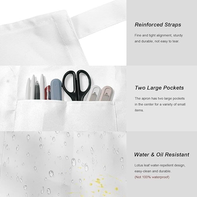 15 Pcs Adult Aprons Bulk with Pockets Adjustable Bib Chef Apron for Women Men Painting Cooking Crafting (S/L)