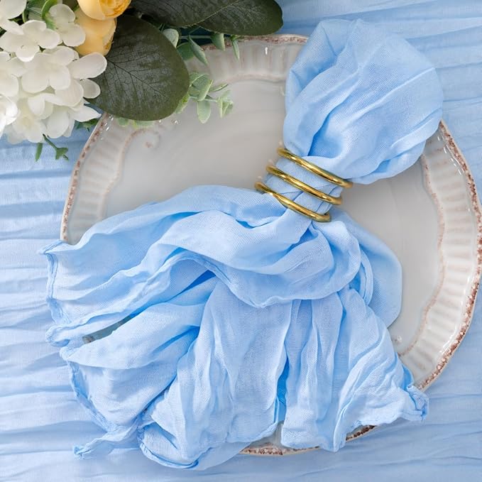 20 Pack Light Blue Cheesecloth Napkins Cloth Washable Spring Summer Baby Blue Cloth Napkins Set of 20 Bulk 21x21 Inches for Wedding Baby Bridal Shower Birthday Dinner Party Decor