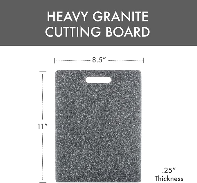 Dexas Superboard Cutting Board with Handle 8.5 x 11 inch Heavy Granite, Compact Kitchen Prep Board, Dishwasher Safe, Non-Porous Poly Surface, Made in USA