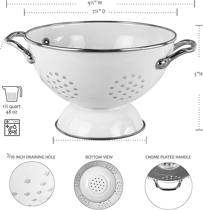 Calypso Basics by Reston Lloyd Powder Coated Enameled Colander, 1.5 Quart, Indigo,8705