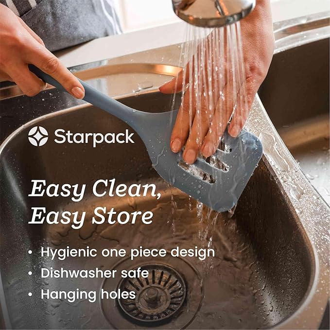 Starpack 'Head Turner' XL Premium Silicone Turner and Slotted Spatula - 13" Turning Spatulas High Heat Resistant to 600°F - Silicone Slotted Spatulas for Cooking - Non Stick Rubber Turning Spatula