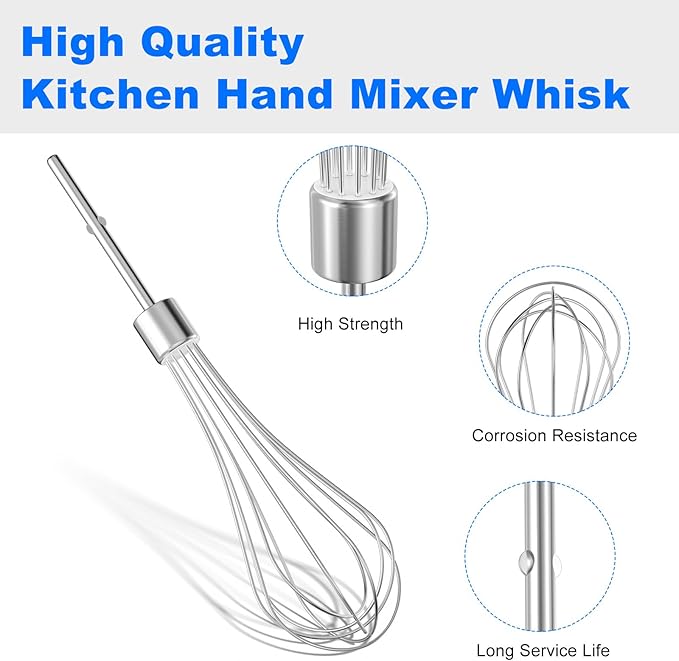 Kitchen Hand Mixer Whisk Attachments FOR KitchenAid Whisk KHMPW,KHM512BM KHM2B, AP5644233, KHM3, KHM5, W10720799, Kitchenaid Egg Beater - 2 Pack