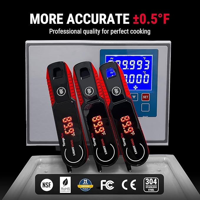 TempPro Lightning 0.5-Sec Instant Read Meat Thermometer, Kitchen Food Thermometer with 180° Rotating Display, IP67 Waterproof Cooking Thermometer for Deep Fry Smoker BBQ Grill (Previously ThermoPro)