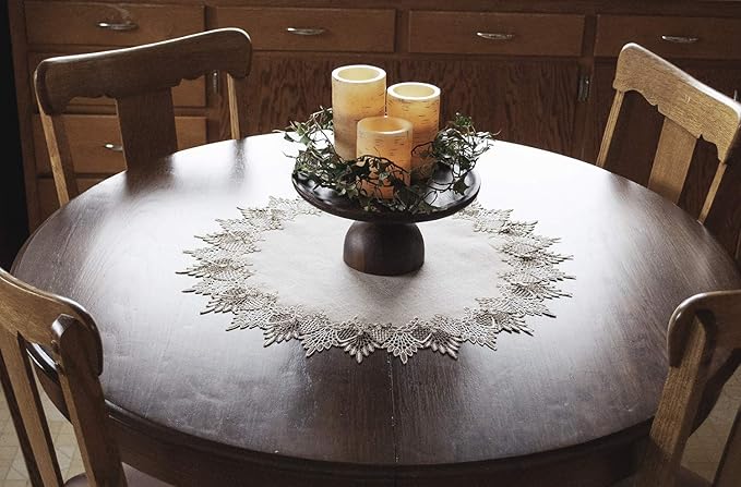 LINENS ART AND THINGS Lace Doily Neutral Earth Tones Table Topper Placemat Beige Brown (23 inch Round)