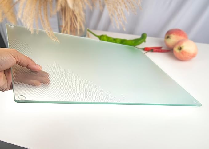 Kitchenville Glass Cutting Board 16"x12": Tempered Glass Kitchen Counter Protector - Durable- Scratch-Resistant, Heat-Proof - Design 6 - Woven Textured Design