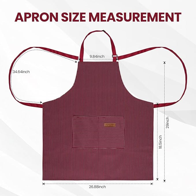 Serrenf 2 Pack Apron, Cooking Kitchen Aprons, Adjustable Bib Apron with 2 Pockets for Men Women Chef Apron