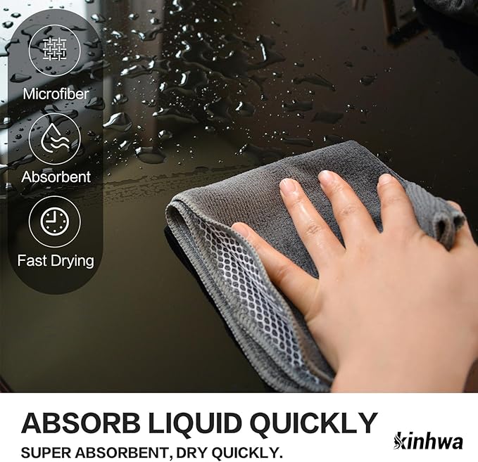KinHwa Kitchen Washcloths for Dishes Absorbent Microfiber Dish Cloths Quick Dry Dish Rags with Poly Scour Scrub Side Ideal for Kitchen Cleaning (Mixing Colors #2, 12inchx12inch 9 Pack)