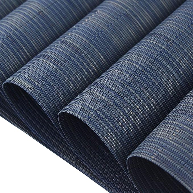 PIGCHCY Placemats Set of 12 Washable Durable Place Mats Vinyl Heat Resistant Non-Slip Table Mats Indoor Outdoor (Midnight Blue)