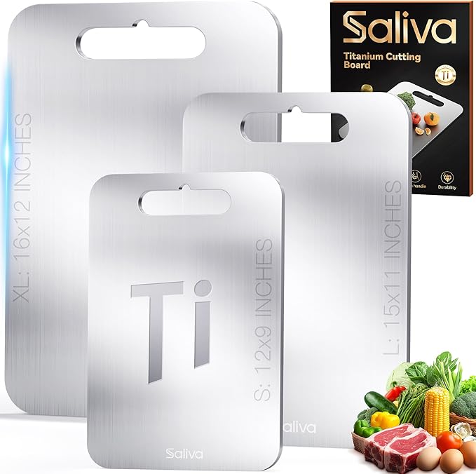 3pcs Titanium Cutting Boards for Kitchen, 2026 New Titanium Cutting Board Set of 3, Double Sided Non Toxic Chopping Boards for Meat, Hygiene, Dishwasher Safe, Easy To Clean, Mothers Day Gifts(S+M+L)