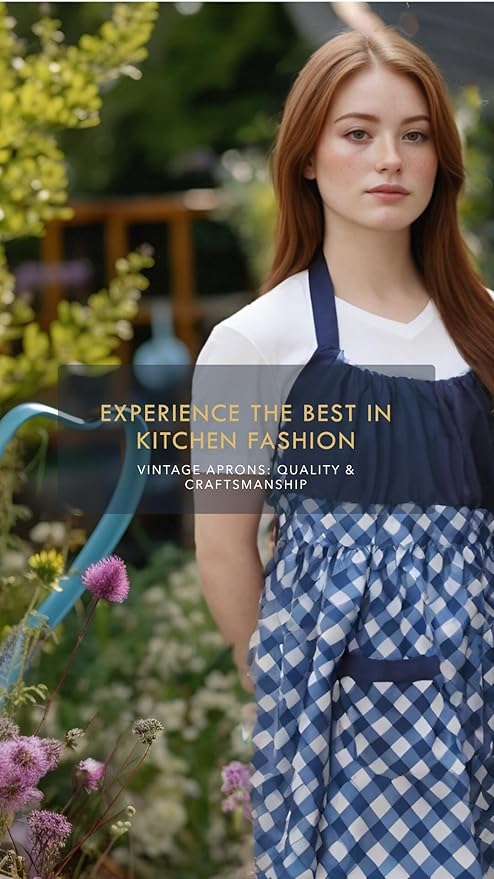 Lovely Flower Pattern Retro Aprons With Large Pockets for Women Girls Cooking Kitchen Bakery Mother's Gift