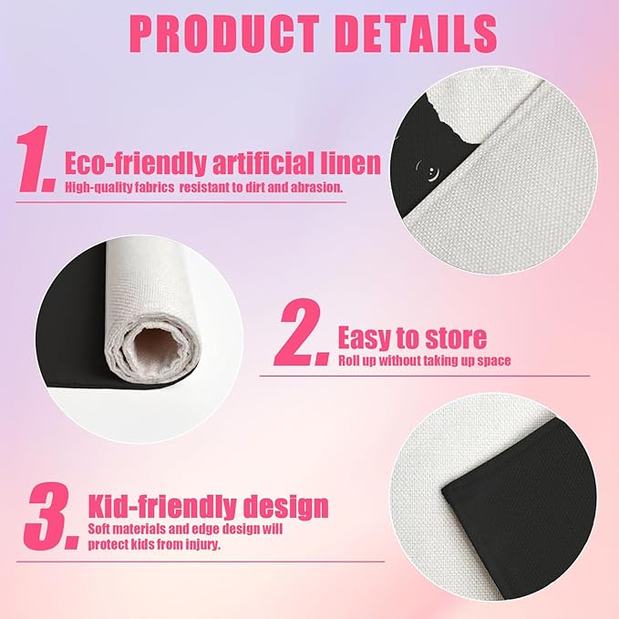 Cute Black White Cat Placemats Set of 6,12x18 Inch Animals Linen Place Mat Washable Stain Resistant Table Mats for Spring Summer Seasonal Farmhouse Kitchen Party Home Decor