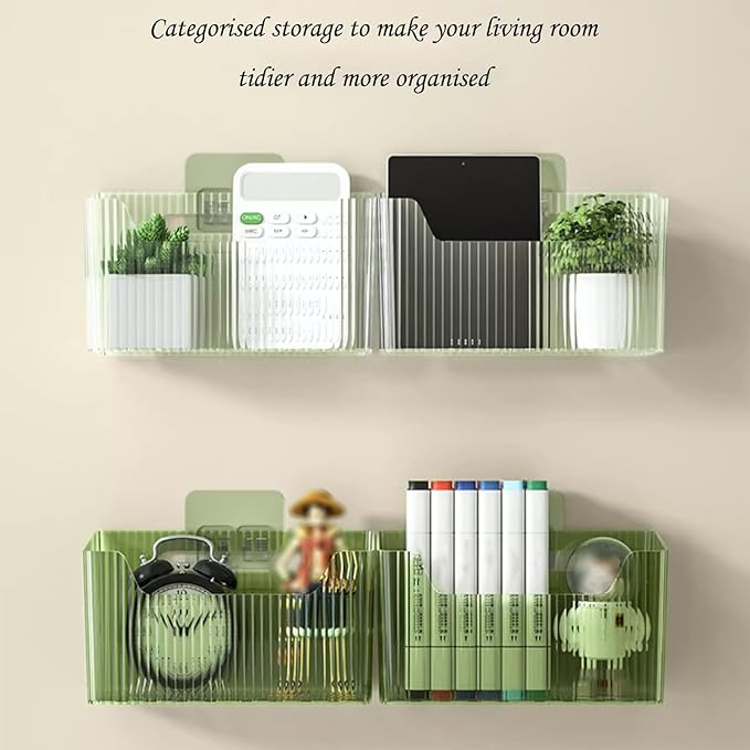 Lae Nuvole TwoPacks Cabinet Door Organizer Wall Mounted Shower Basket, Shower Caddy Stackable Plastic Adhesive Organizer for Bathroom, Kitchen, Cabinet, Pantry, Makeup, BPA Free, Clear