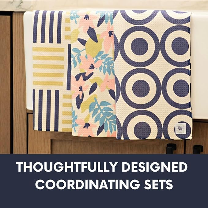 || 3 Pack Double Sided || Kitchen Towels || Dish Towels || Highly Absorbent || Hanging Loop || Dish Cloths || Modern || Designer Prints (Multi Floral)