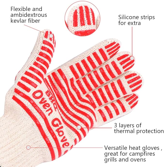 CZSYZCZS Extreme Heat Resistant Oven Gloves - 932F - Cooking Gloves for BBQ, Grilling, Baking,Cutting, Smoker Fireplace