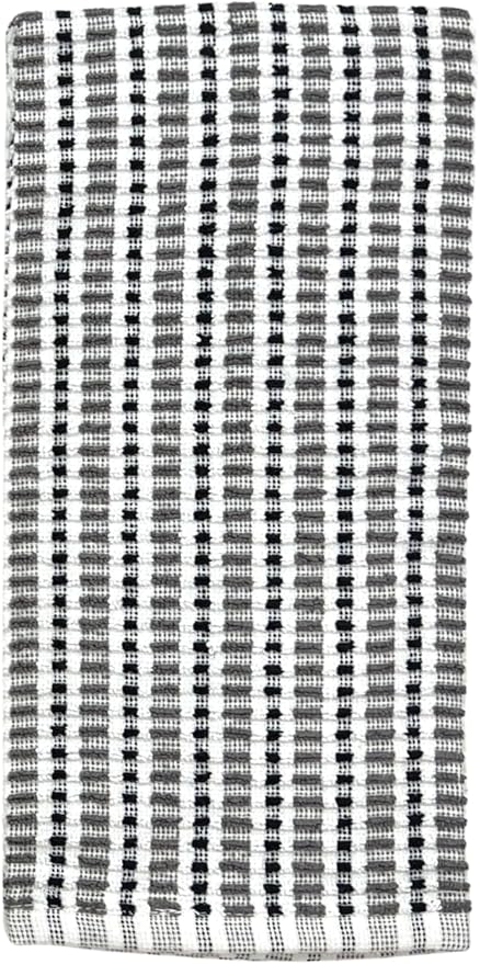 Thanksgiving Kitchen Towels- Set of 3 100% Cotton Solid Dark Gray and Checkerboard Grid Pattern Design- 28 x 18 Multipurpose Towels for Everyday Use