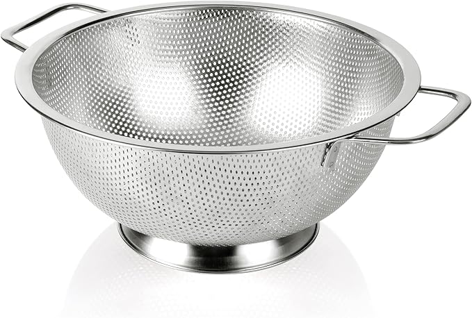 Gulex Colander Stainless Steel 5-Quart, Strainer for Kitchen Food, Dishwasher Safe
