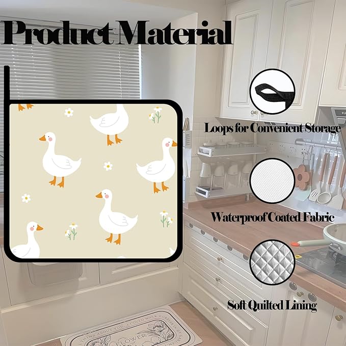 Cartoon Goose Pot Holders 2 PCS,Kitchen Heat Resistant Potholder for BBQ Cooking Baking,Food Hot Pad for Women Men