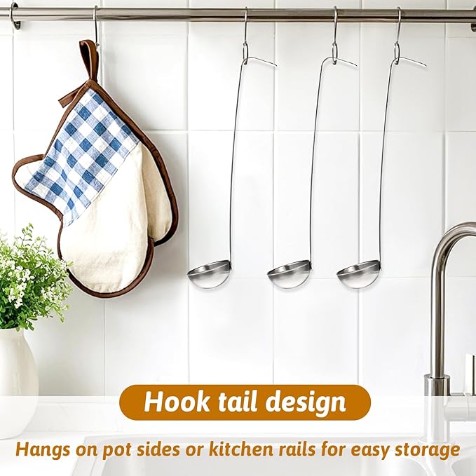 12 Pcs Stainless Steel Soup Ladle for Serving with Long Handles Portion Control Serving Spoons, Cooking Servings Ladle for Cooking Sauce Stews Kitchen Home(1 oz)