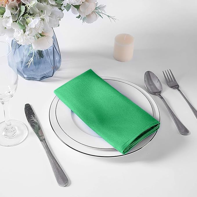 Cloth Napkins 20x20 inch Washable Polyester Dinner Napkins Soft Table Napkins for Wedding Party Dining Banquet(Emerald,100PCS)