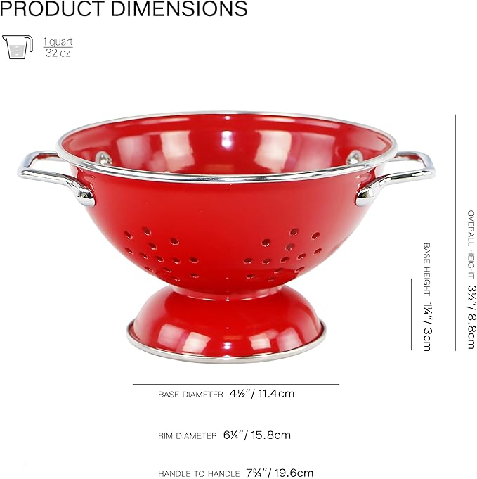 Calypso Basics by Reston Lloyd Powder Coated Enameled Colander, 1 Quart, Red