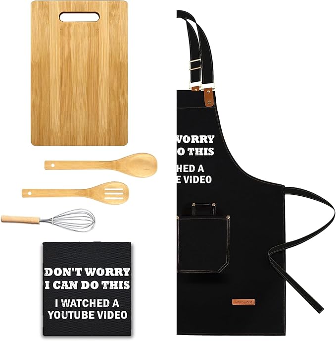 Baking Apron for Men Women,Funny Apron Baking Gifts with 2 Pockets for Men Women BBQ Grilling,Adjustable Cooking Kitchen Work Waterproof Bib Apron Thanksgiving Christmas
