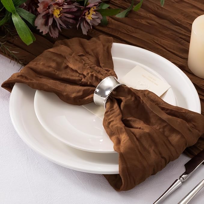 50 Pack Brown Cheesecloth Napkins Cloth Washable Spring Summer Cloth Napkins Set of 50 Bulk 21x21 Inches for Wedding Baby Bridal Shower Birthday Dinner Party Table Decor