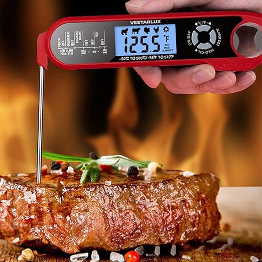 Digital Instant Read Meat Thermometer Waterproof Kitchen Food Cooking Thermometer Dual Probes Backlight, Alarm, °F/°C for BBQ Grill Smoker Steak Turkey Frying Baking Oven Water Oil
