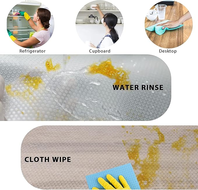 9 Pack Washable Waterproof Fridge Liners and Drawer Mats, Refrigerator Shelving Pads in White