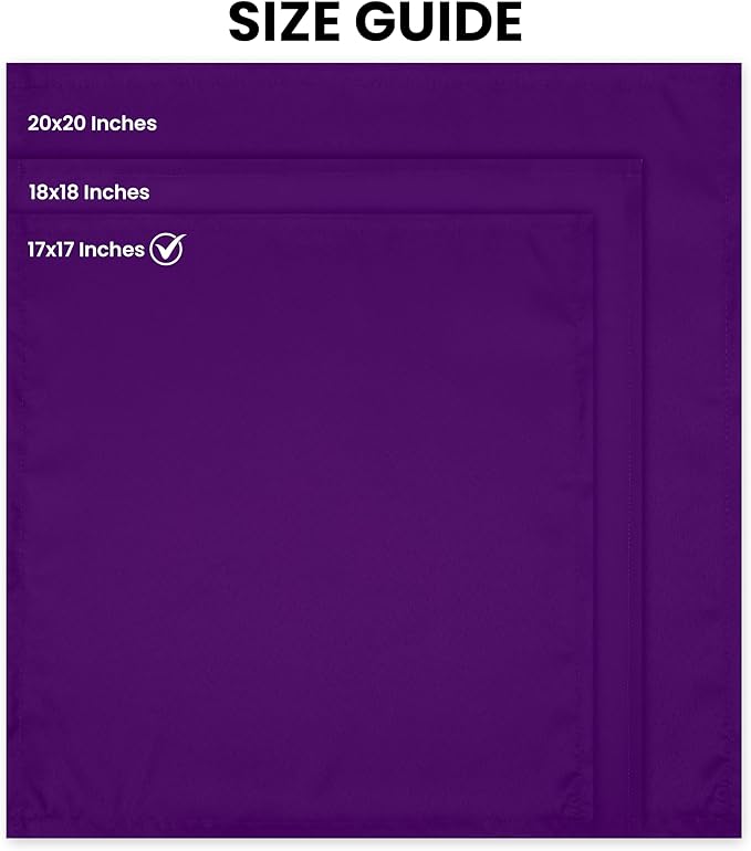 Utopia Home [24 Pack, Purple] Cloth Napkins 17x17 Inches, 100% Polyester Hemmed Edges, Washable and Reusable Ideal for Parties, Weddings and Dinners