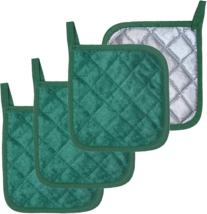 4 Pack Pot Holders for Kitchen Clearance Oven Potholders Sets for Kitchens Hot Pads for Kitchen Countertops Heat Resistant Dark Green