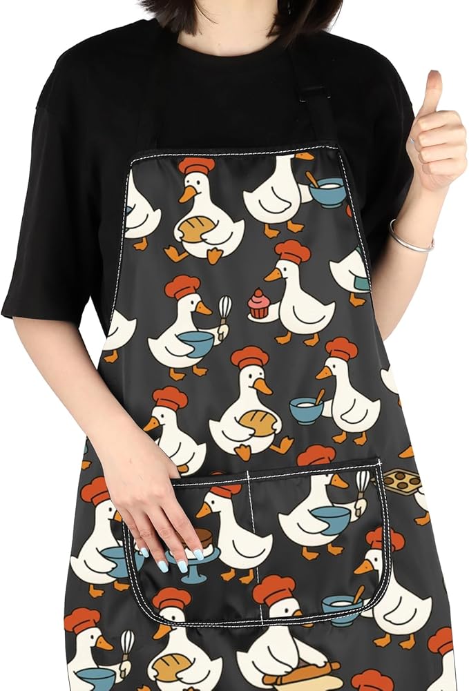 VAMSII Cooking Apron with Pockets Girls Chef Apron BBQ Baking Kitchen Apron for Girl Just a Girl Who Loves Cooking and Baking