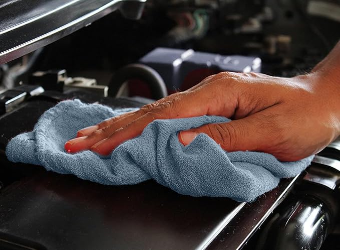 DAN RIVER Shop Towels, 50 Pack Commercial Use Medium Blue Terry Cloth Rags for Cleaning Cars & Household Surfaces – Well Absorbent, Reusable Cleaning Rags & Wash Clothes – Washable Towels