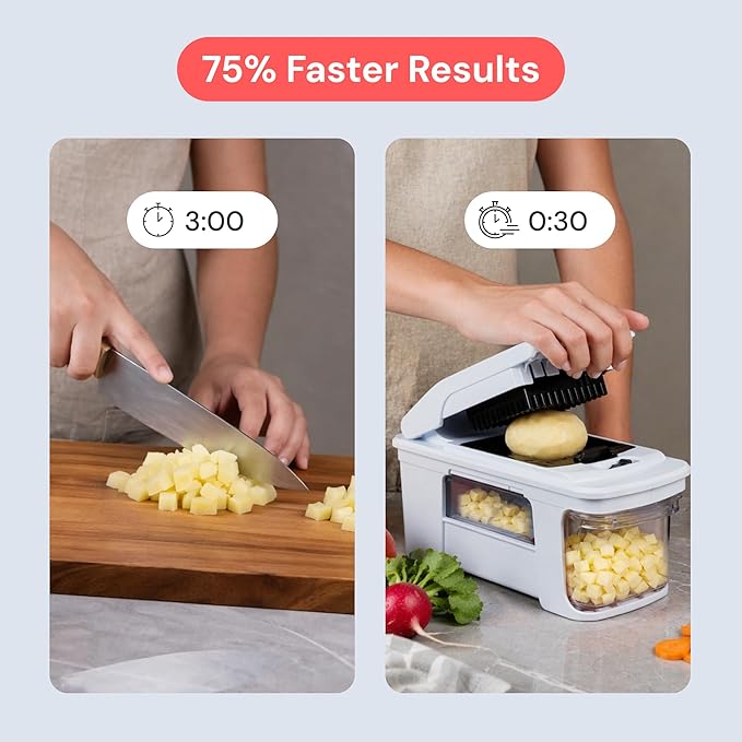Fullstar XL Vegetable Chopper & Mandoline Slicer – Vegetable, Onion, Potato, Food, Veggie & Fruit Slicer, Dicer & Spiralizer with Pull-Out Catch Tray, Kitchen Gadgets & Gifts (11 in 1, White)