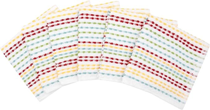Ritz Pebble Bar Mop Towels: Highly Absorbent and Super Soft, 100% Cotton, Durable Super Absorbent Kitchen Bar Towels for Wiping Tables and Counters, 12x12, 6-Pack, Multi