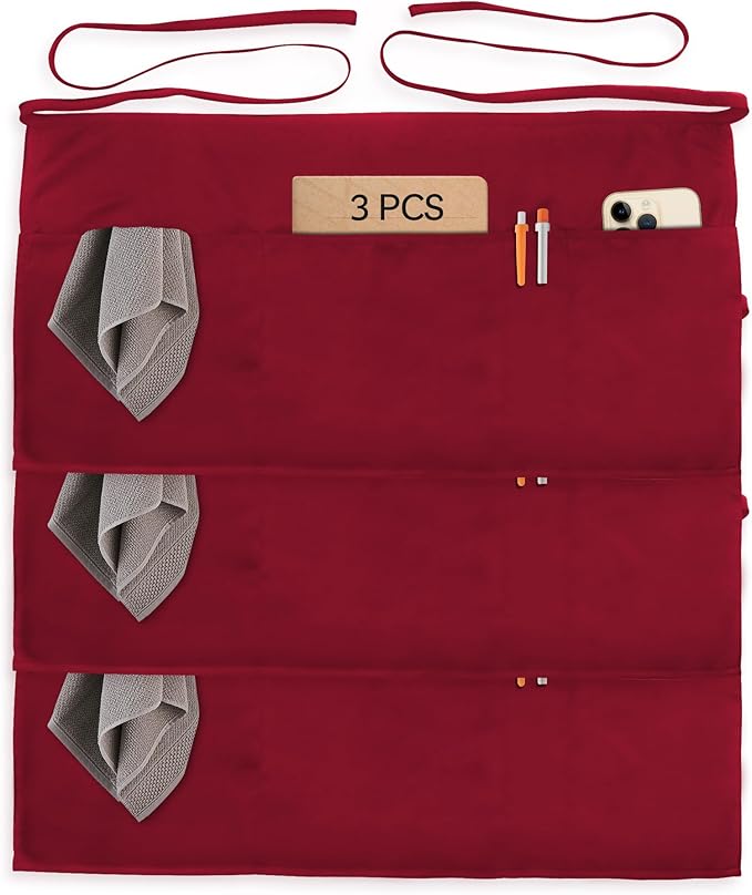 Xeoxarel Aprons with 4 Pockets (Available in 3 Pack / 7 Pack) 23.5'' X 11.5''
