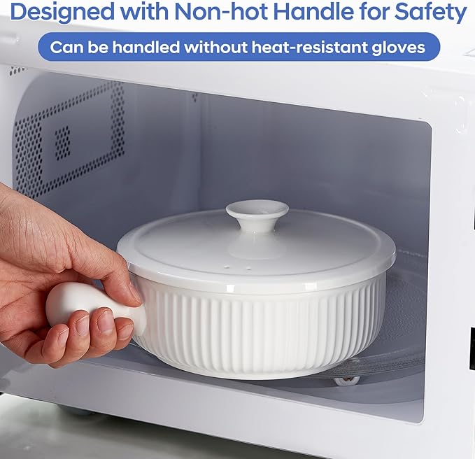 EliteVibe Ceramic Microwave Egg Cooker Scrambled with Lid, BPA-Free Non-Stick Non-Toxic & Heat-Resistant Quick Cooking Egg Maker, Dishwasher Safe, Holds Up to 3 Eggs（White）