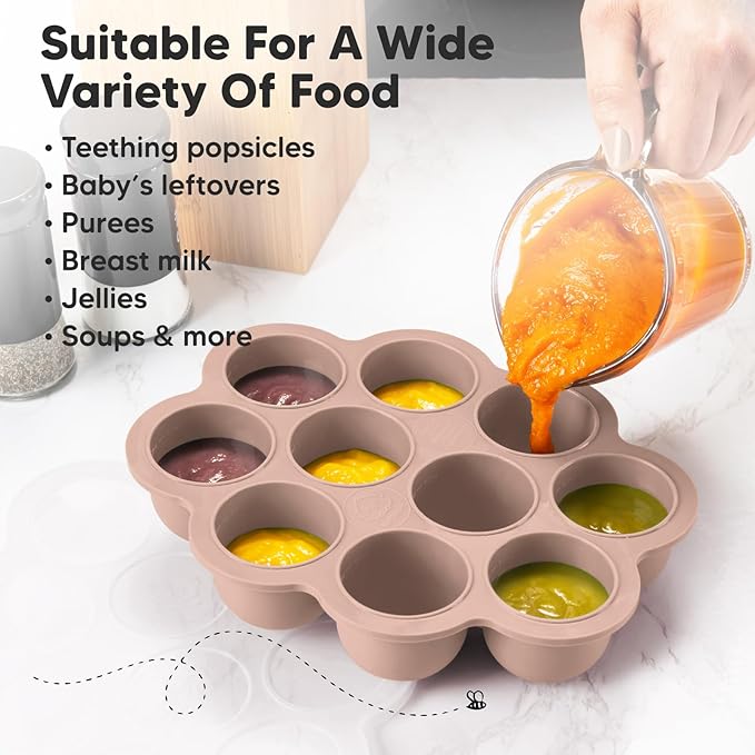 KeaBabies Silicone Food Freezer Trays with Lid, 2oz x 10 Pods Baby Food Storage Containers, Easy Puree Meal Prep, Breast Milk Silicone Freezer Molds, Dishwasher, Microwave Safe, BPA-Free Tray (Dusk)