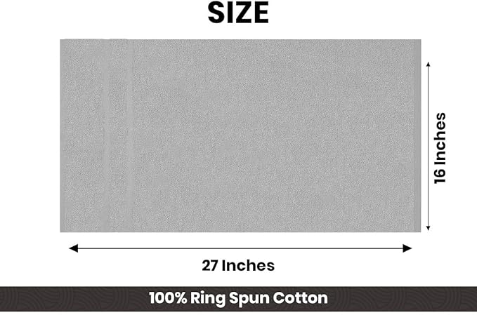 Cinara Bed & Bath Premium 100% Cotton Hand Towels – Soft, Quick Dry & Highly Absorbent – 16x27 Inches, Pack of 24 – Ideal for Bathroom, Salon, Gym, Spa & Everyday Use – Light Grey