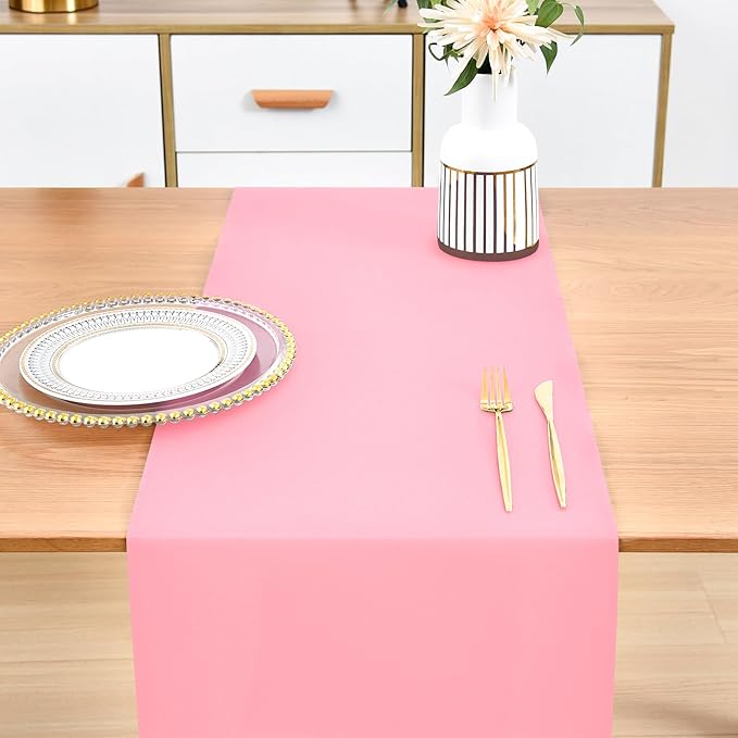Farmhouse Pink Table Runner Dining Table Runners 60 Inches Long Coffee Table Runner for Dresser Living Room Bedroom Holiday Party Banquet 12X60 Inch