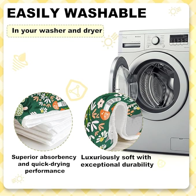 3Pcs Cat Kitchen Towels 24x14 Inch, Squirrel Fox Deer Decor Microfiber Reusable Tea Towels for Kitchen Bathroom Farmhouse, Durable Waffle Weave Dish Drying Towel, Floral Gifts for Women Mom Friend