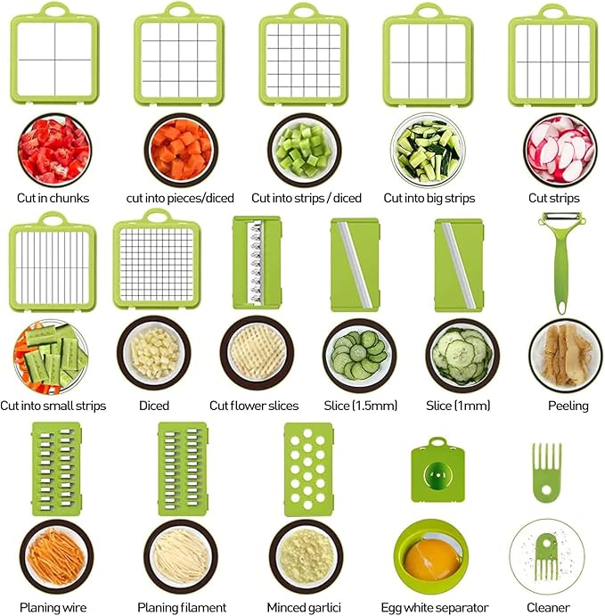 APSARAS USA Pro 18 in1 Vegetable Chopper, Food Chopper with Container, Veggie Slicer & Cutter for Onion Salad,Kitchen Gadgets Accessories,Home Essential Gadget&Kitchen,1.8L