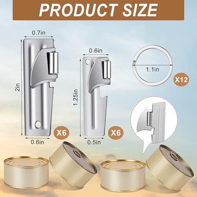 P-38 and P-51 Military Style Can Openers with Key Rings Stainless Steel Camping Can Opener Portable for Kitchen Travel Camping Survival(24 Set)