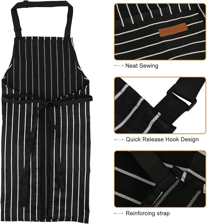 2-Pack Aprons for Women Men with Pockets, Adjustable Bib Kitchen Apron, Chef Aprons for Cooking Baking BBQ