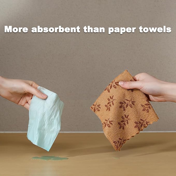 Microfiber Cleaning Cloth Roll,80 Pack Cleaning Towels,Lint Free Rags Paper Towels & Tear Away Reusable Towels,Washable Shop Rags Floral Wipe Cloth,Wash Cloths Dish Rags for Car Kitchen Window