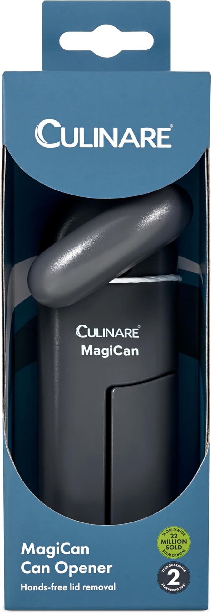 Culinare MagiCan Manual Tin Opener – Stainless Steel Cutting Wheel, Ergonomic Handle for Safe, Easy Can Opening – Lightweight, No Sharp Edges, Grey – Trusted Kitchen Essential