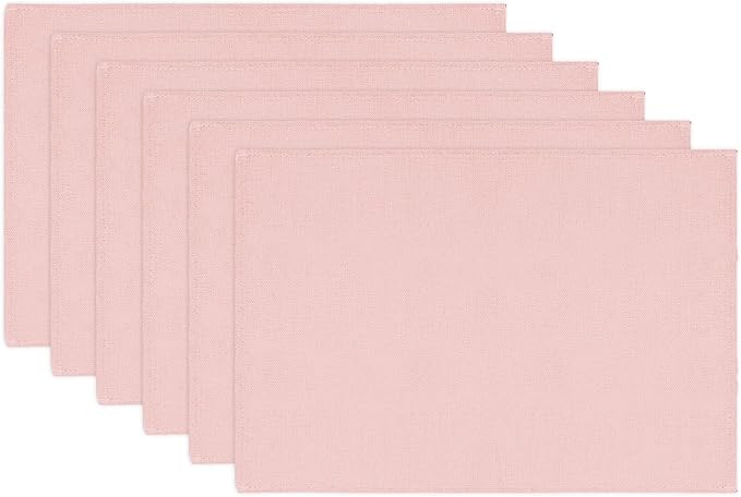 JarThenaAMCS 6Pcs Pink Placemats Heat Resistant Waterproof Linen Table Place Mats Decorative Dinner Mats for Home Kitchen Wedding Banquet Party Dining Table Decor