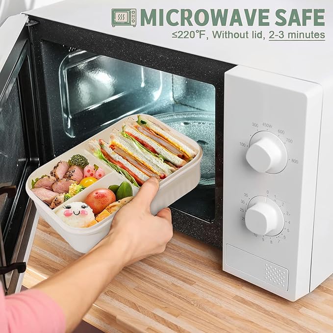 Bento Box for Adults, 1800 ML Bento Lunch Box for Kids Girls Boys with Spoon & Fork, 3-Compartment Lunch Containers, Microwave & Dishwasher Safe, BPA-Free and Food-Safe Materials(Light Green)