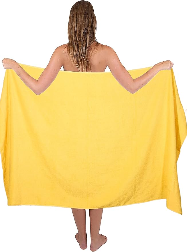 Belizzi Home Premium Cotton Oversized 2 Pack Bath Sheet 35x70-100% Pure Cotton - Ideal for Everyday use - Ultra Soft & Highly Absorbent - Machine Washable - Yellow