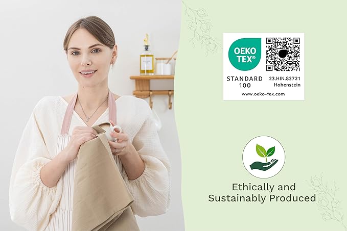 Organic Cotton Beige Flour Sack Towels - 10 Pack, 27"x27", Highly Absorbent Beige Tea Towels - Kitchen Cloth for Baking, Bread Making, and Cooking - Absorbent and Lint-Free (10 Pack)