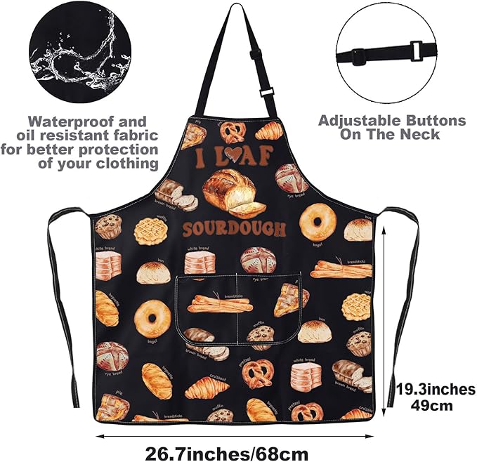 JNIAP Bread Baking Apron Bread Baker Aprons i Loaf Sourdough Baking Mom Gifts Baking Master Apron